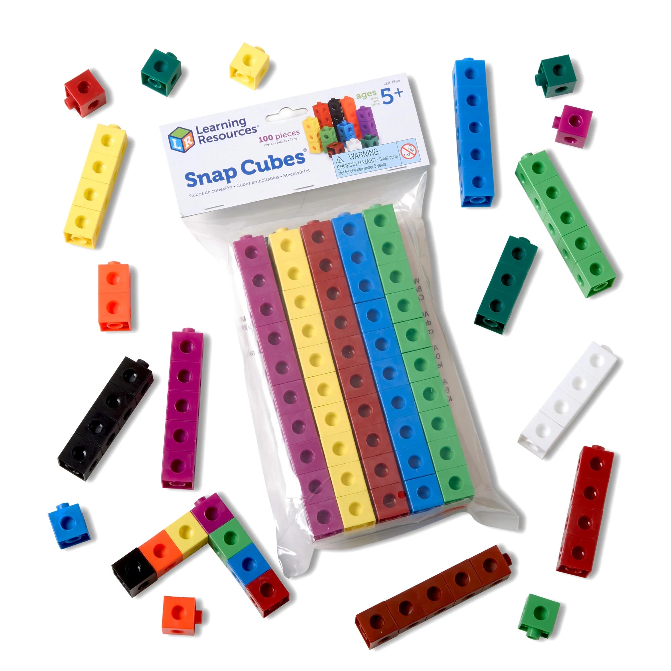 Multicolored Snap Cubes, Math Manipulatives, Ages 5+