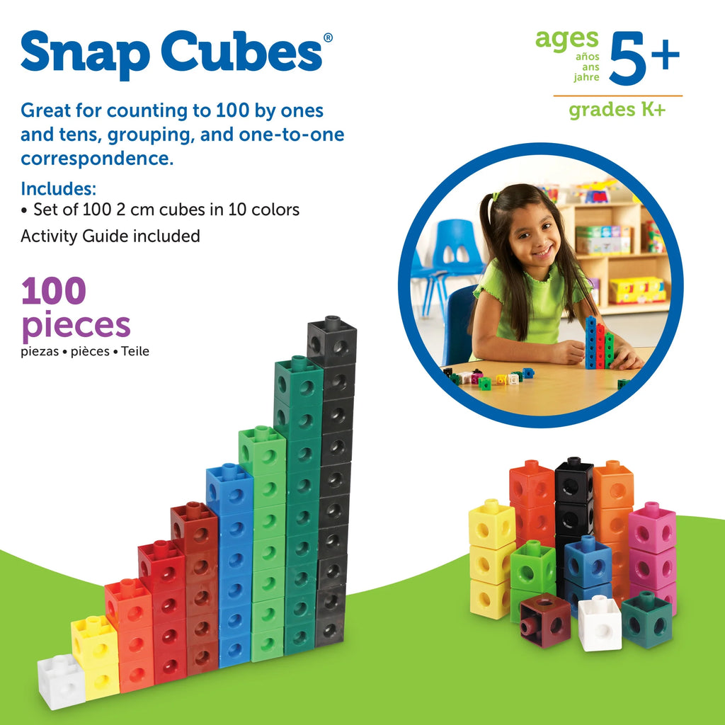 Multicolored Snap Cubes, Math Manipulatives, Ages 5+