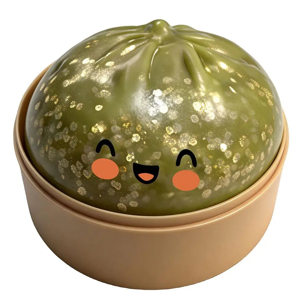 Premium Squishy Steamed Bun Dumpling Toy Slow Rising Glitter Stress Ball Stretchy Decompression Fidget Toy Desk Travel Gift ﻿