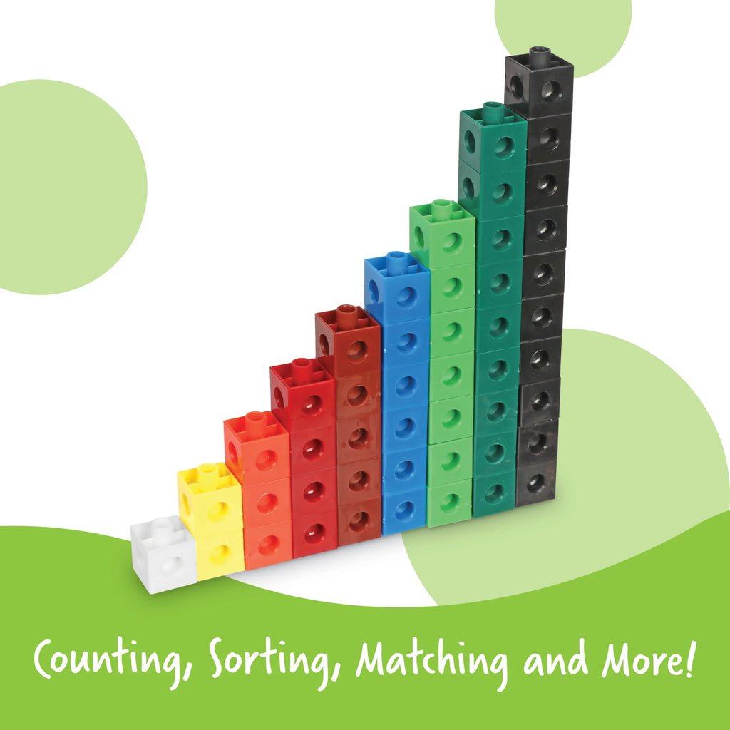 Multicolored Snap Cubes, Math Manipulatives, Ages 5+