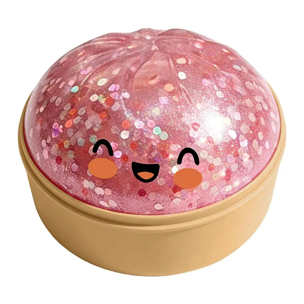 Premium Squishy Steamed Bun Dumpling Toy Slow Rising Glitter Stress Ball Stretchy Decompression Fidget Toy Desk Travel Gift ﻿