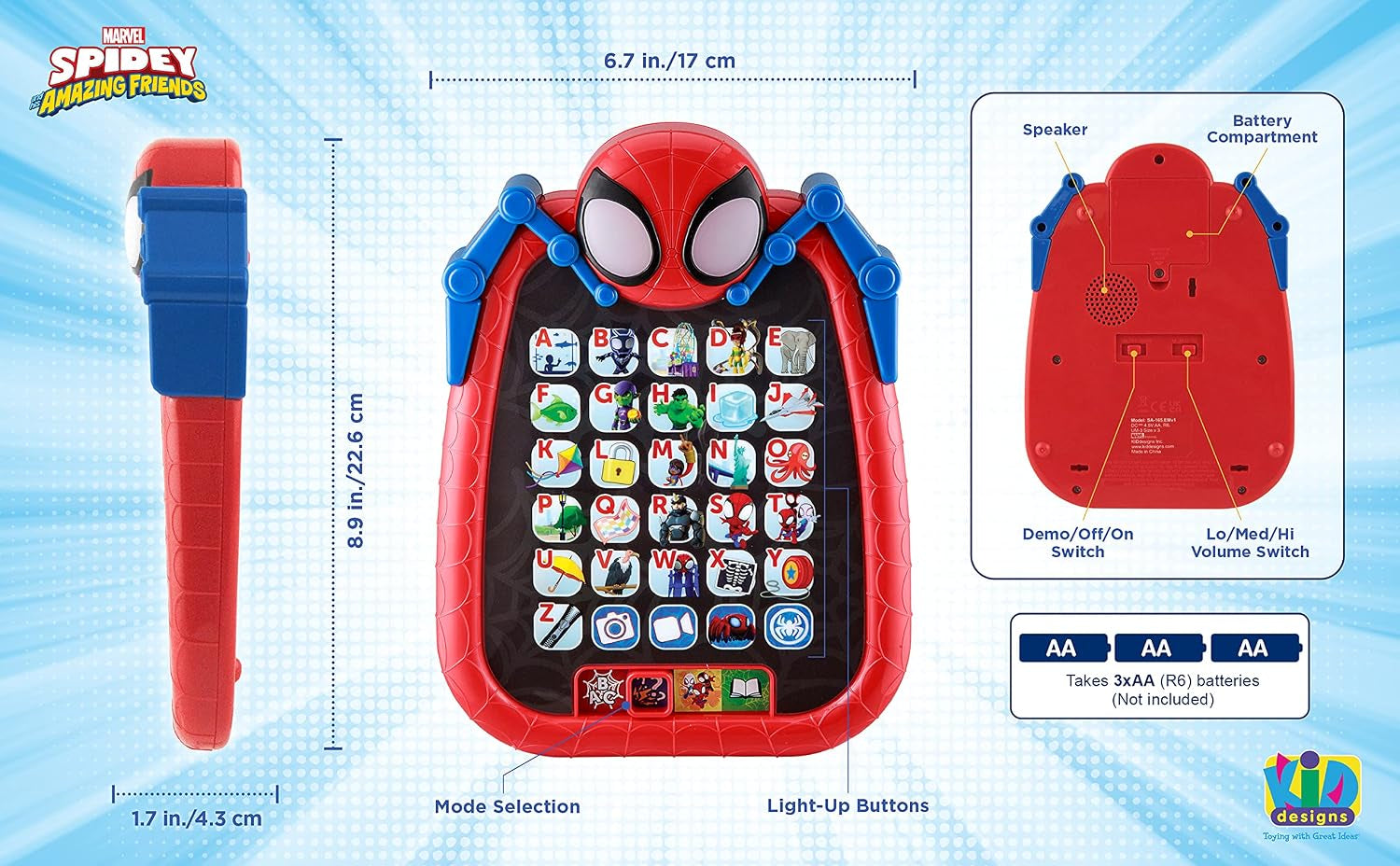 Spidey and His Amazing Friends Kids Tablet for Preschool, Tablet with Educational Games and ABC Learning for Toddlers Aged 3 and Up
