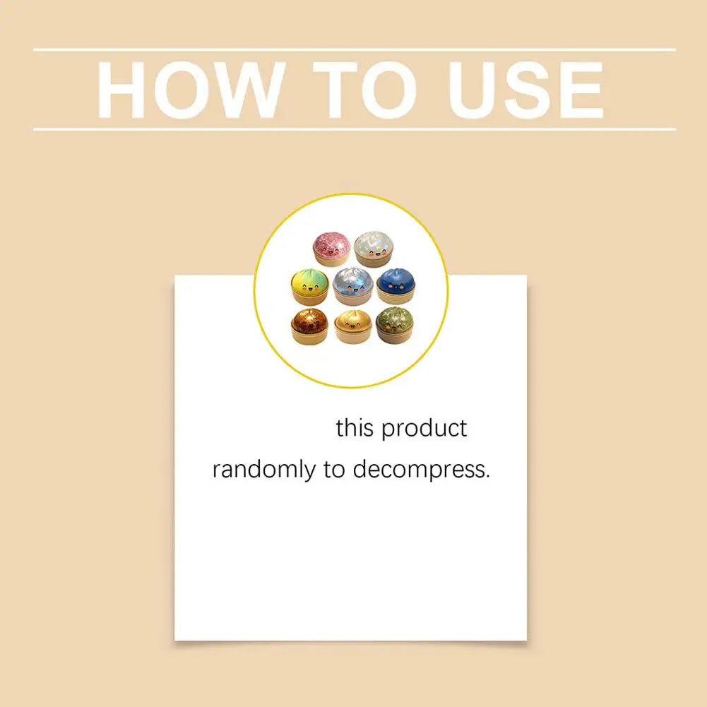 Premium Squishy Steamed Bun Dumpling Toy Slow Rising Glitter Stress Ball Stretchy Decompression Fidget Toy Desk Travel Gift ﻿