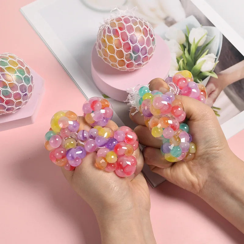1PC Creative New Decompression and Ventilation Grape Ball Toys Tricolor Colorful Beads Grape Ball Pinch Le Toys