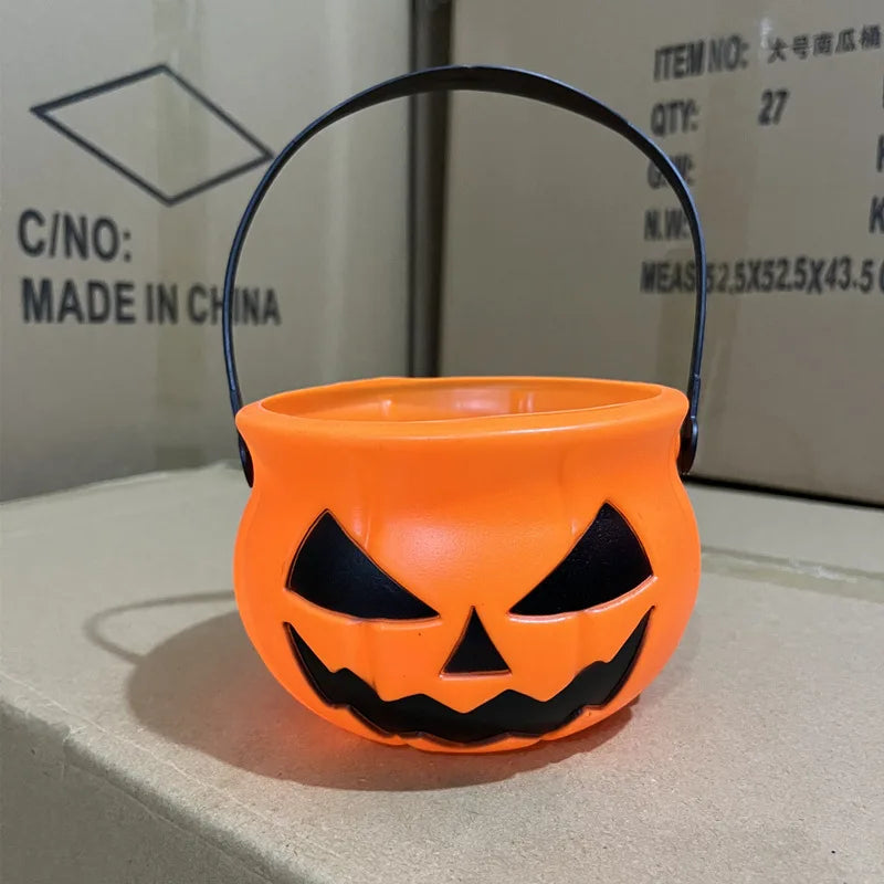 Mochi Squishy Toys with Halloween Pumpkin Bucket Trick or Treat Bucket Bat Skull Broken Hand Squeeze Toy Halloween Decorations