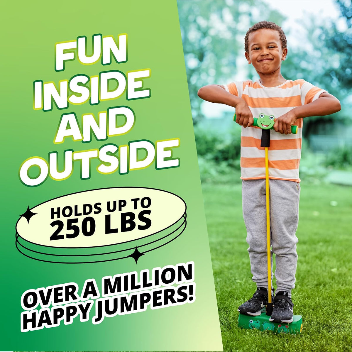 My First Foam Pogo Jumper for Kids Fun and Safe Pogo Stick for Toddlers, Durable Foam and Bungee Jumper for Ages 3 and Up, Supports up to 250Lbs (Frog)