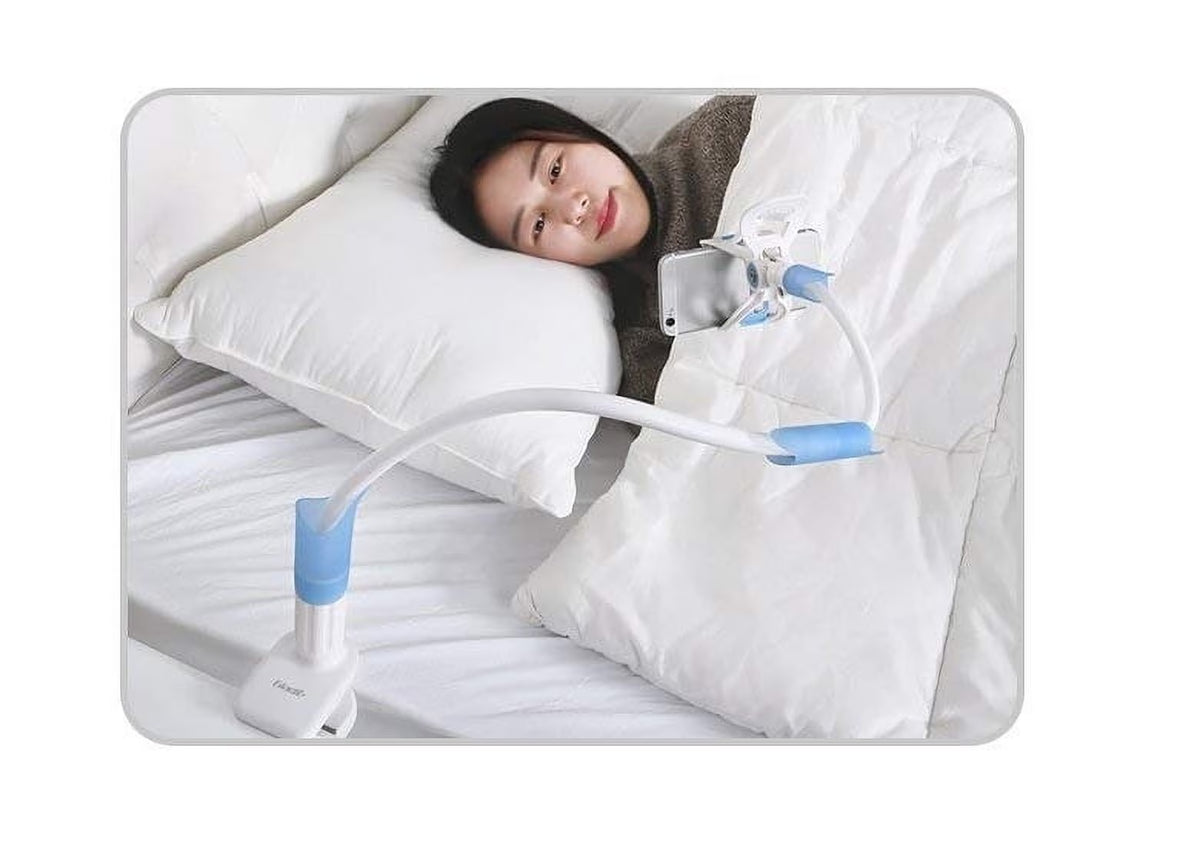 Cell Phone Clip Holder with Rotating Flexible Arm - White