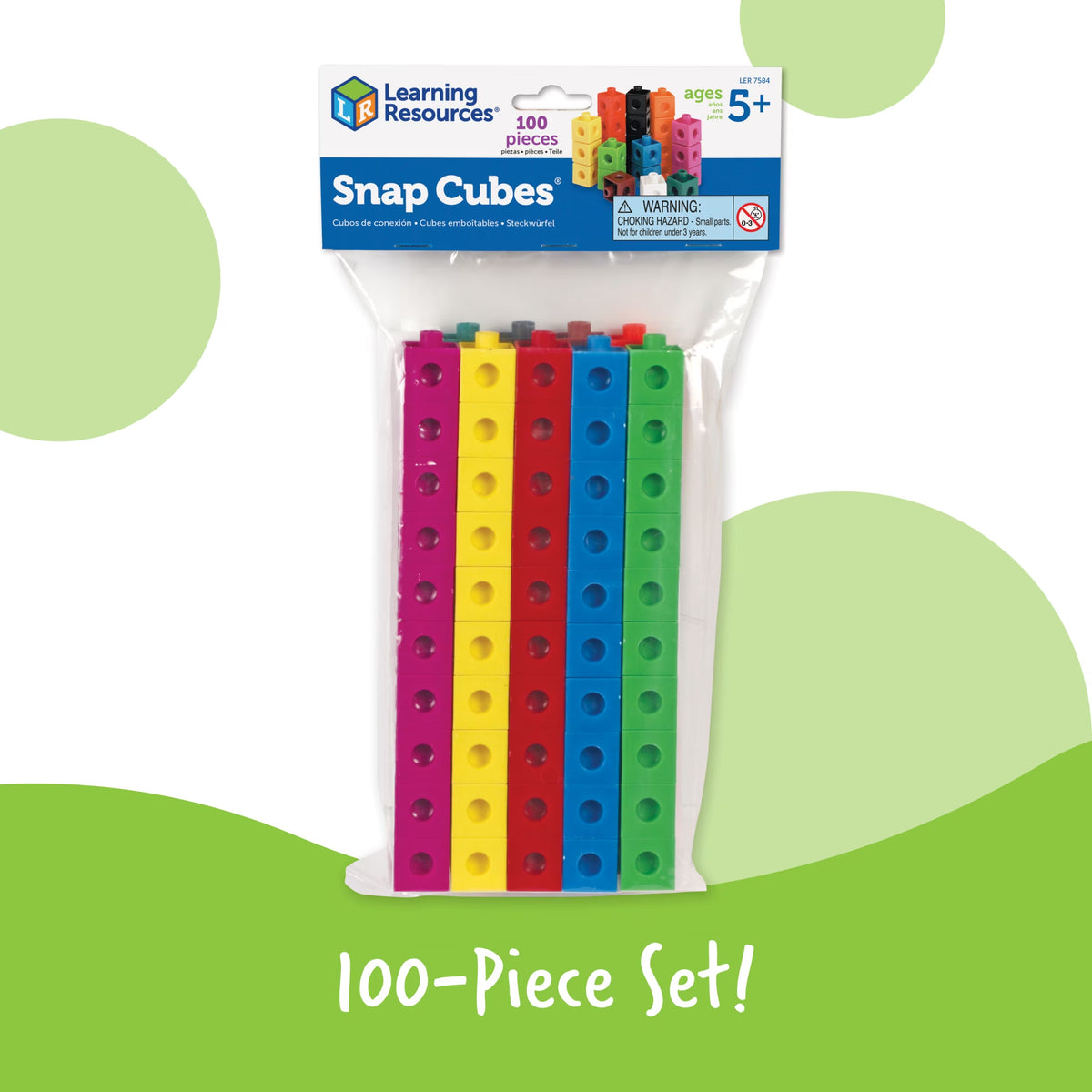 Multicolored Snap Cubes, Math Manipulatives, Ages 5+